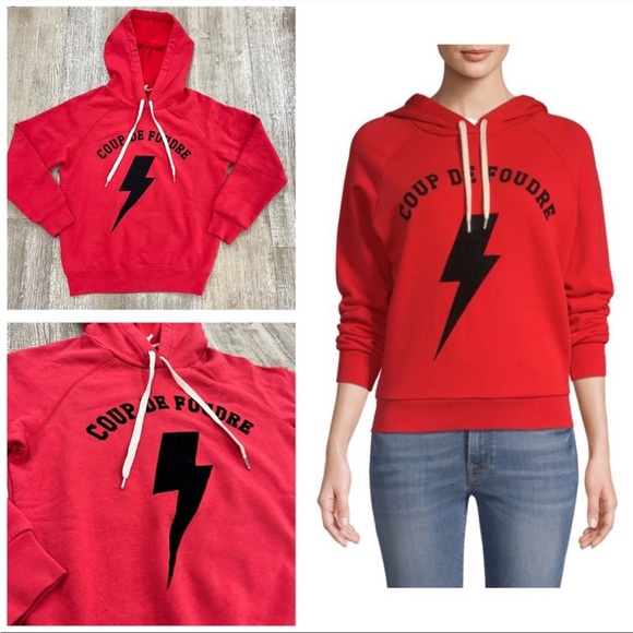 NWT FRAME Shrunken Cotton Hoodie Red Black Size Small Retail $195 - Picture 6 of 8